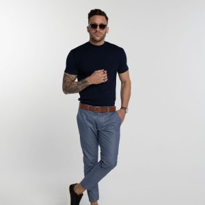 Calça Alfaiataria Armani Xadrez Azul